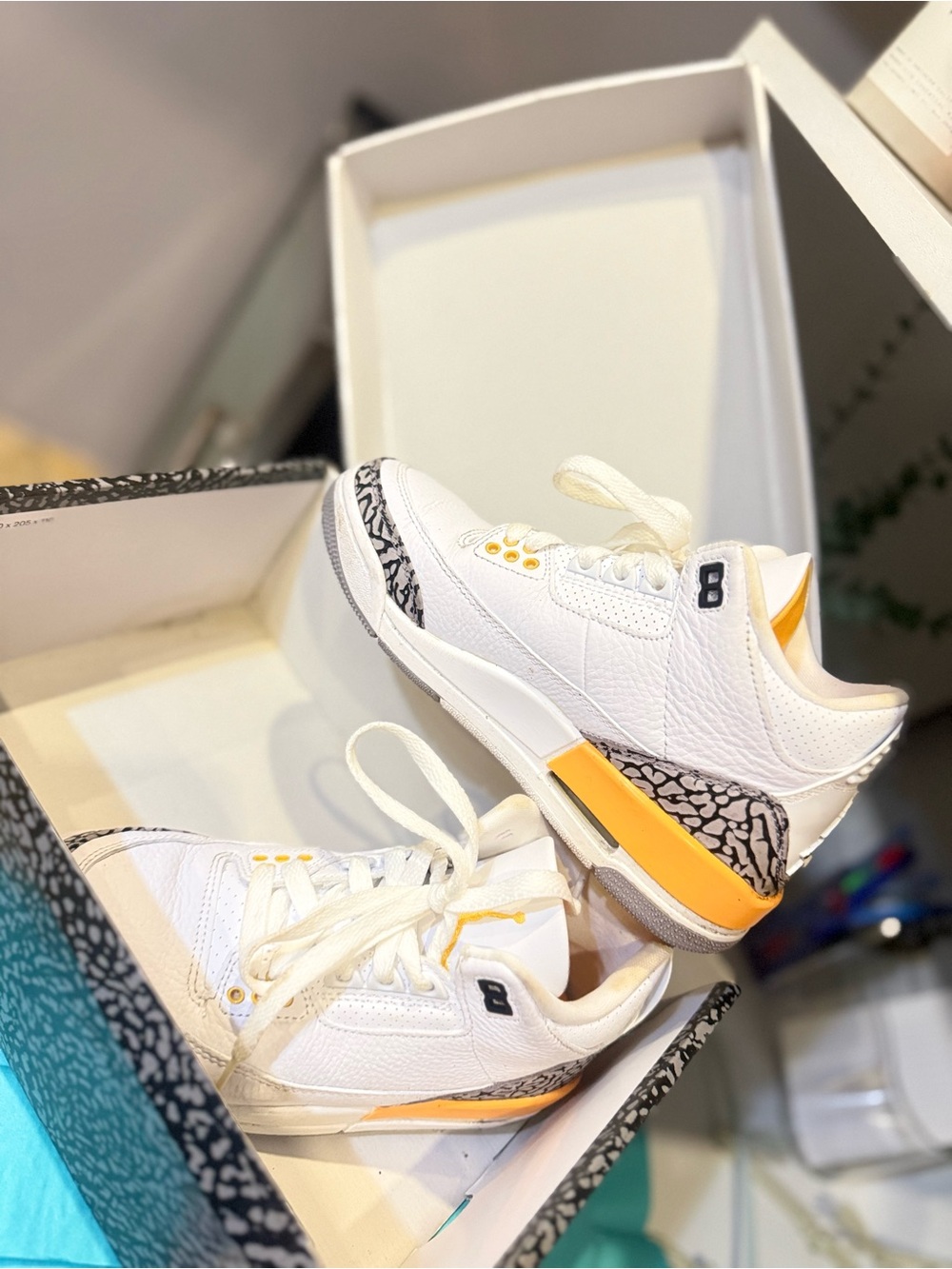Jordan Women's White and Yellow Retro Sneakers